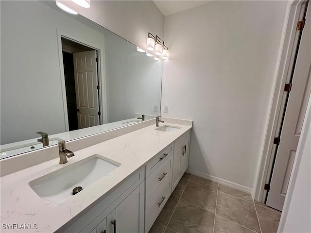 bathroom featuring tile patterned flooring and vanity