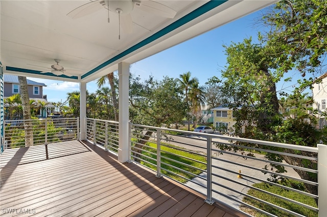 deck featuring a ceiling fan