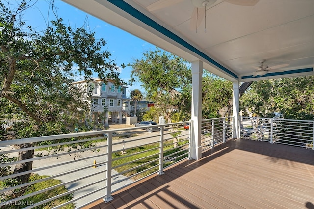 deck featuring ceiling fan