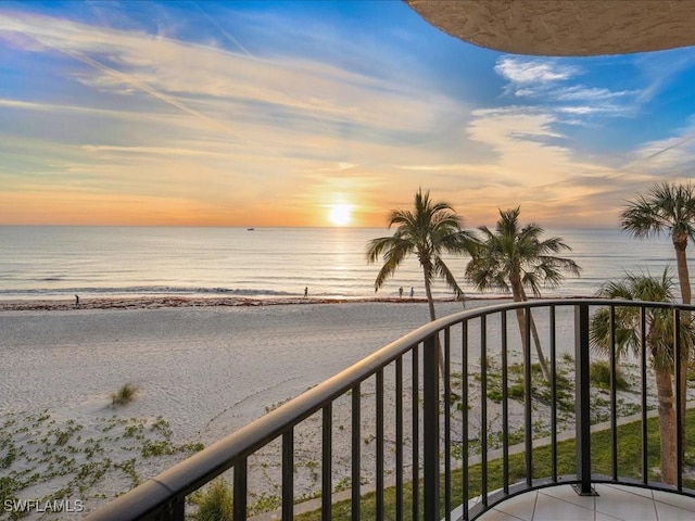 property view of water with a beach view