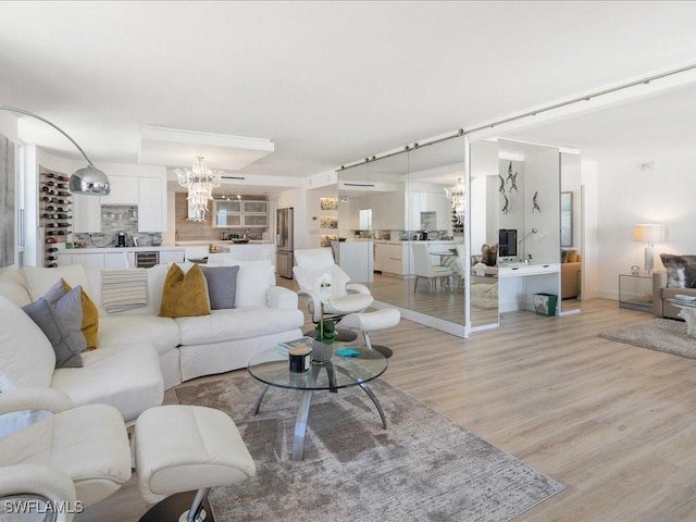 living room featuring light wood-type flooring