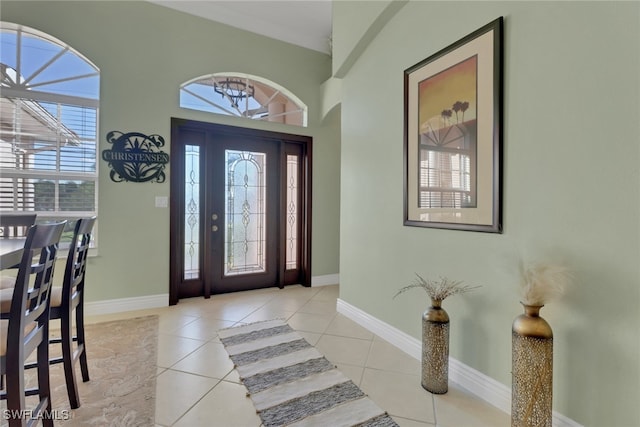 view of tiled foyer entrance