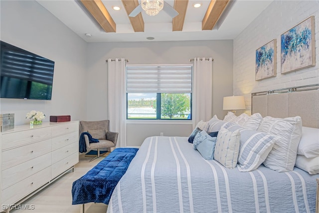 bedroom with beamed ceiling