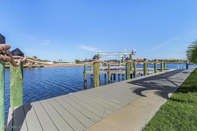 dock area featuring a water view