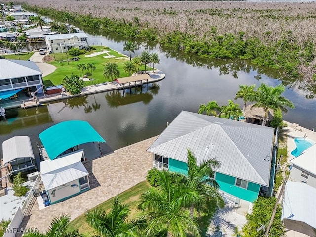 bird's eye view featuring a water view