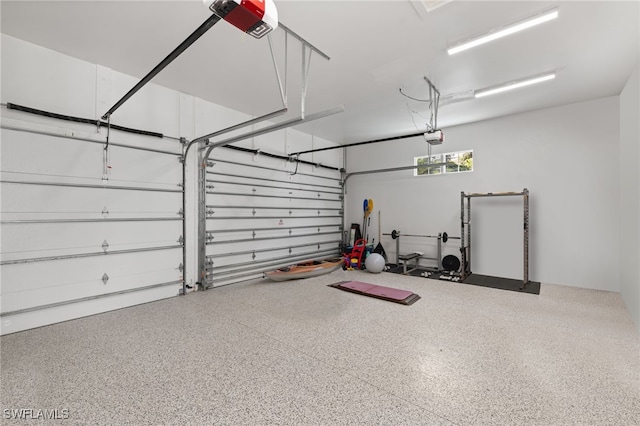 garage with a garage door opener