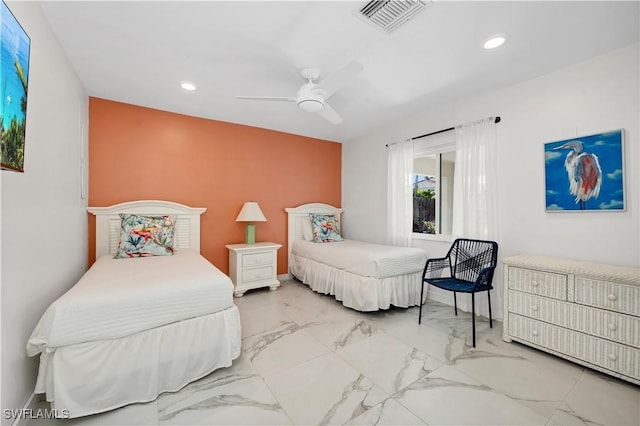 bedroom featuring ceiling fan