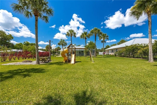 view of yard featuring a playground