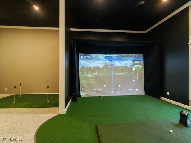 recreation room with carpet