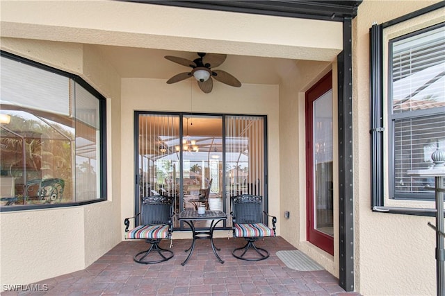 view of patio with ceiling fan