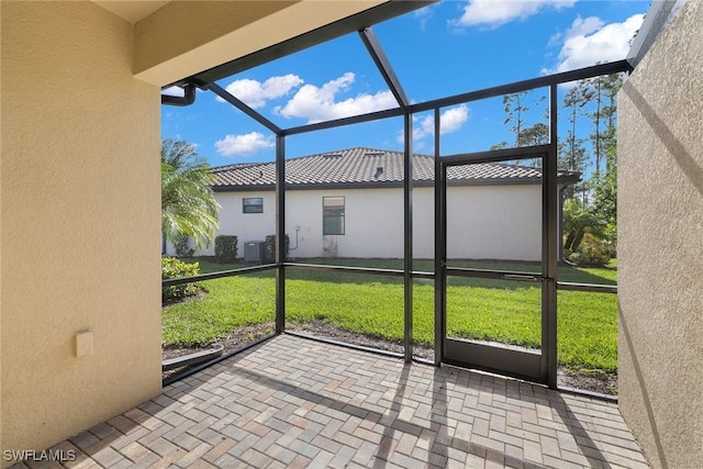 view of unfurnished sunroom