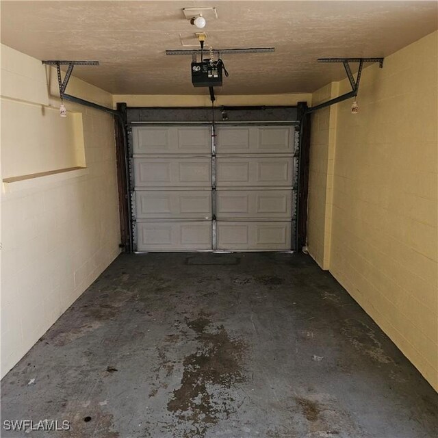 garage with a garage door opener