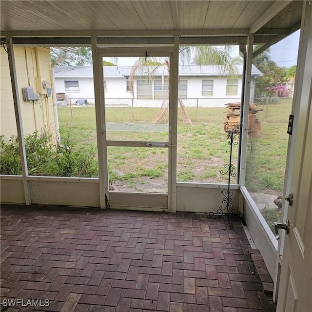 view of unfurnished sunroom