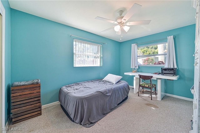 bedroom featuring ceiling fan