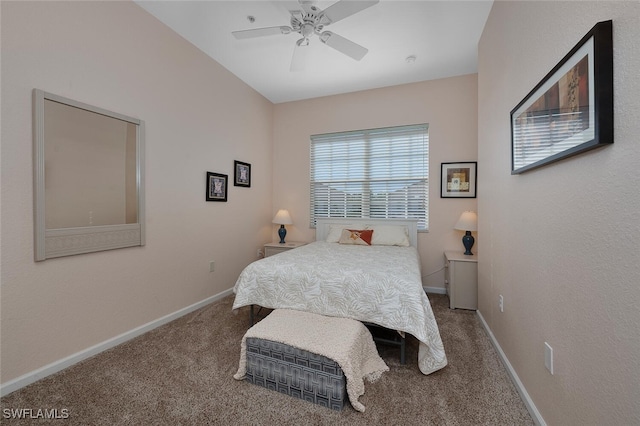 bedroom with carpet floors and ceiling fan