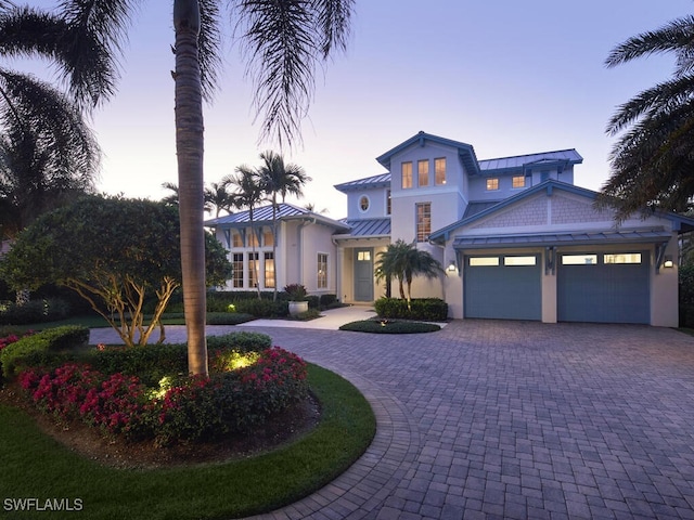 view of front of house with a garage