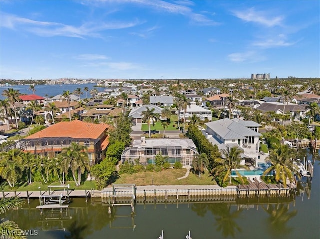 bird's eye view featuring a water view