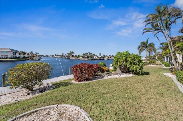 water view with a boat dock