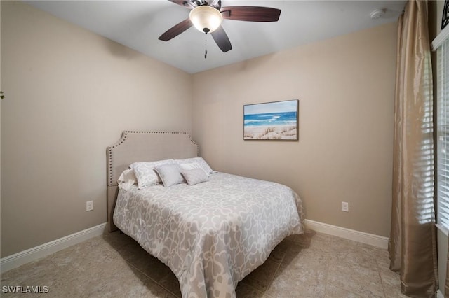 bedroom featuring ceiling fan