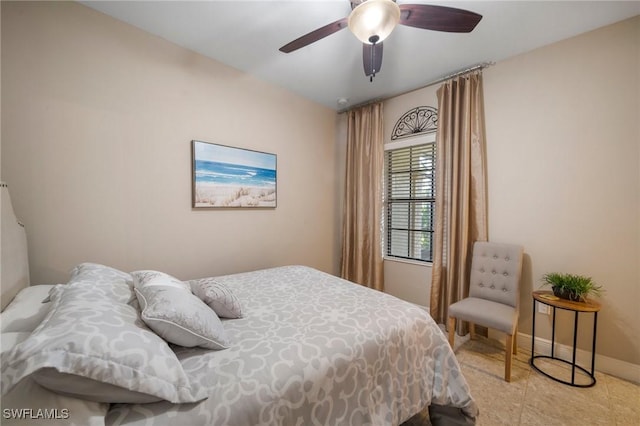 bedroom featuring ceiling fan