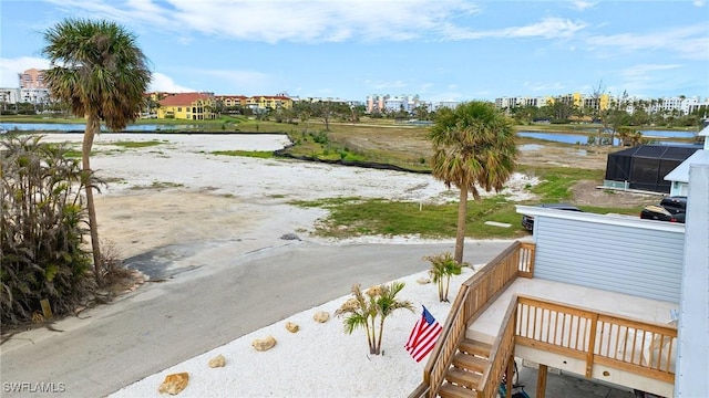 exterior space featuring a water view