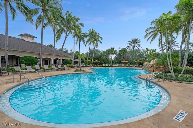 view of pool with a patio area