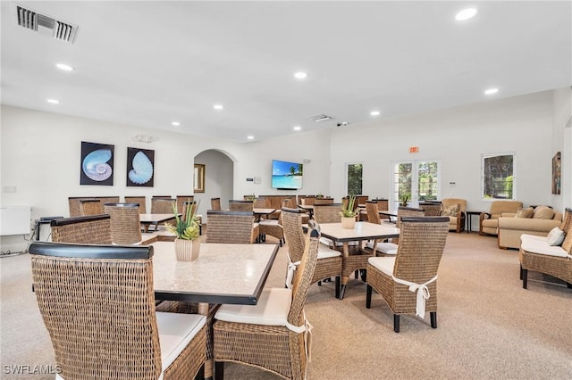 view of carpeted dining room