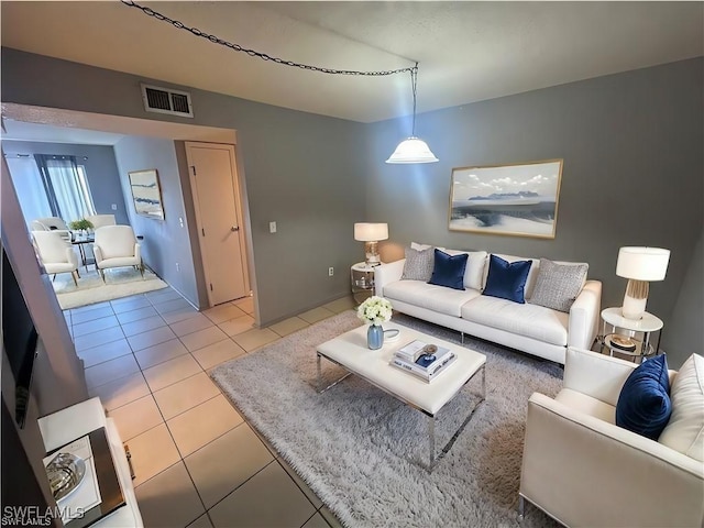 view of tiled living room