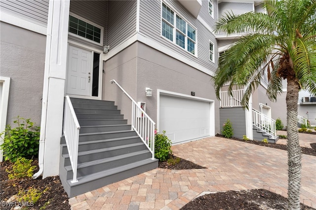 exterior space with a garage