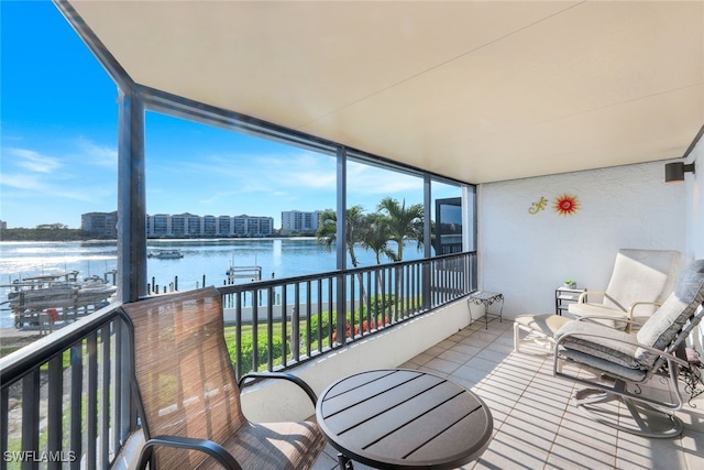 balcony with a water view