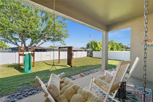 view of patio / terrace with a playground