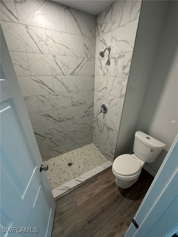 942 Sunrise Blvd, Lehigh Acres, FL 33974 - bathroom with a stall shower and wood finished floors