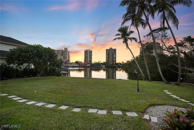 319 Pirates Bight, Naples, FL 34103 - view of yard with a view of city and a water view