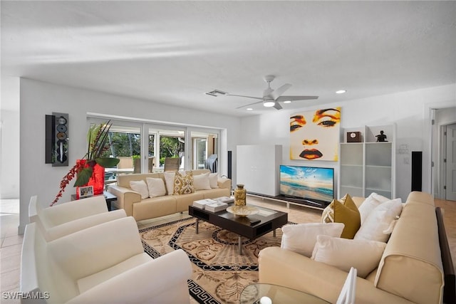 319 Pirates Bight, Naples, FL 34103 - living room with recessed lighting and ceiling fan