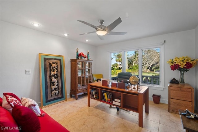 319 Pirates Bight, Naples, FL 34103 - office with recessed lighting, baseboards, and ceiling fan