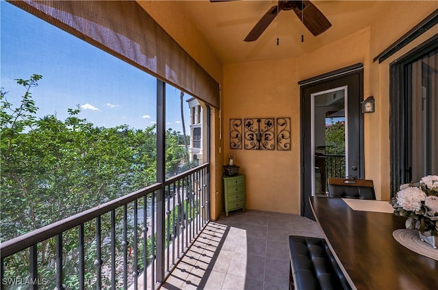 balcony with ceiling fan