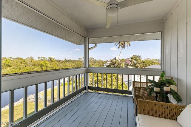 deck featuring ceiling fan