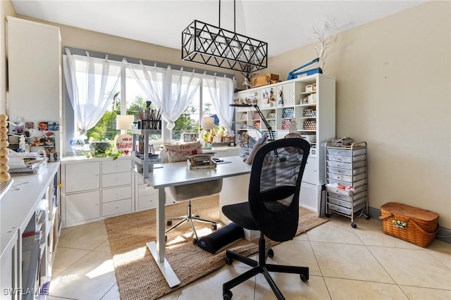 office area featuring light tile patterned floors