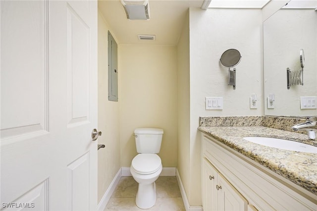 3968 Aloha Ln, Bonita Springs, FL 34134 - bathroom with vanity, toilet, tile patterned flooring, electric panel, and baseboards