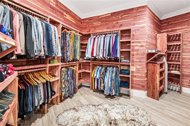 spacious closet with hardwood / wood-style flooring