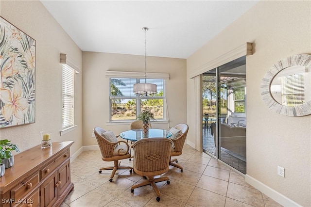 view of tiled dining space