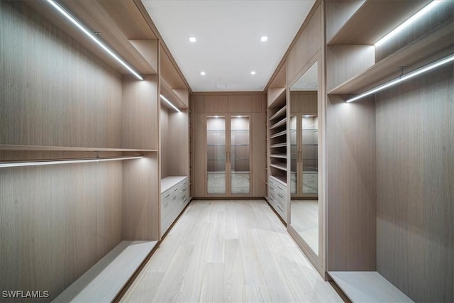 spacious closet with light hardwood / wood-style floors