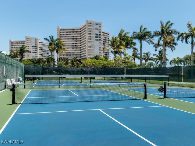 view of tennis court with basketball court