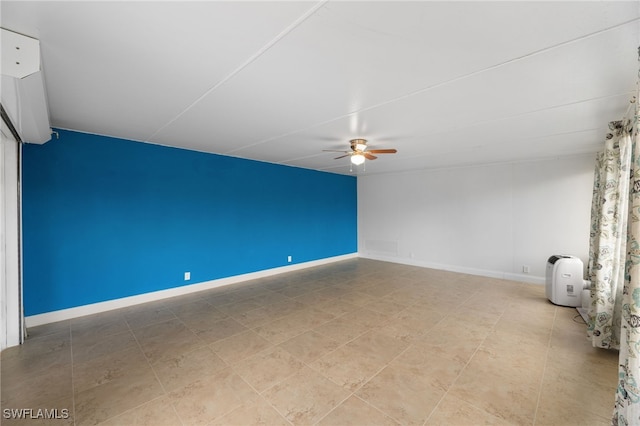 unfurnished living room featuring ceiling fan