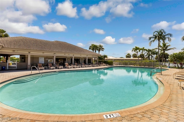 view of pool featuring a patio