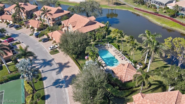 bird's eye view featuring a water view