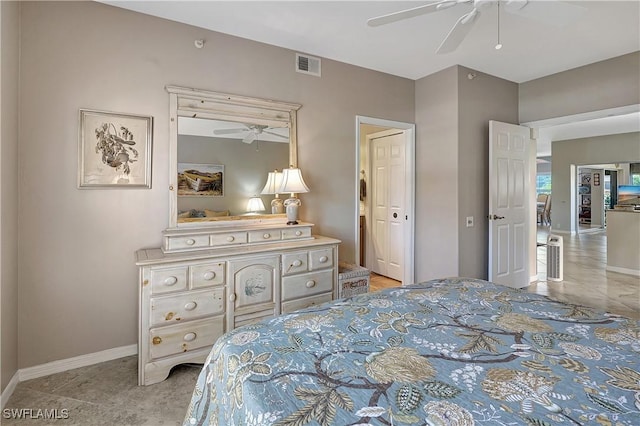 bedroom featuring ceiling fan