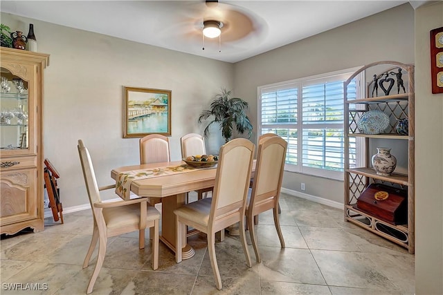 dining area featuring ceiling fan