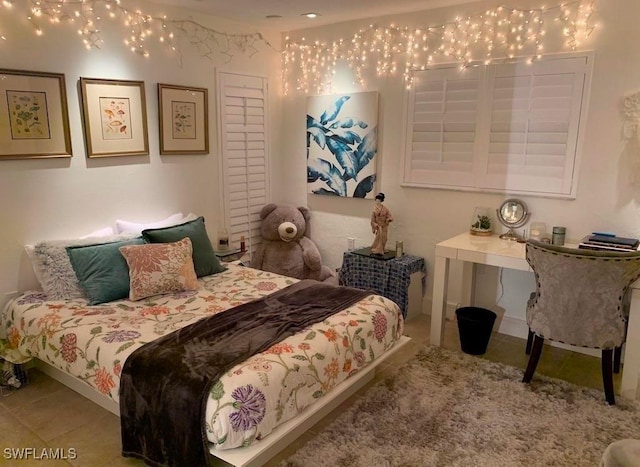 bedroom featuring tile patterned floors