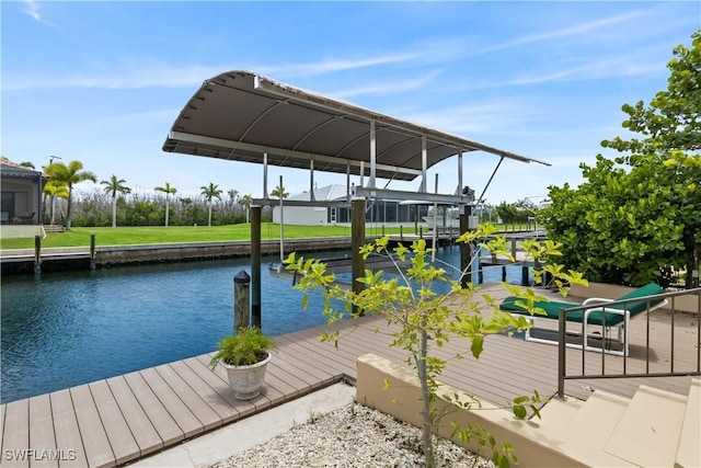 dock area featuring a water view